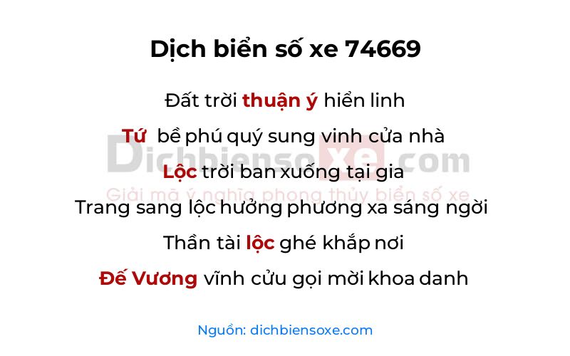 Dịch thơ biển số 74669
