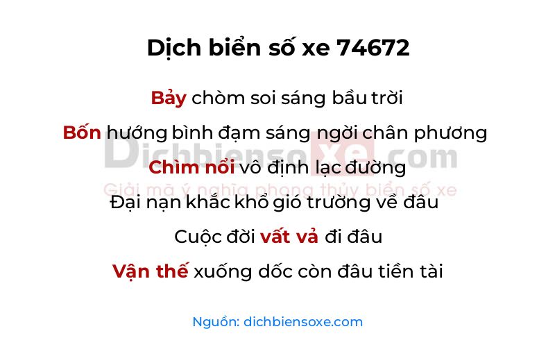 Dịch thơ biển số 74672