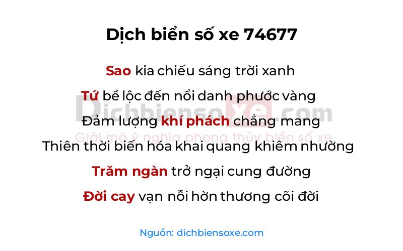 Dịch thơ biển số 74677