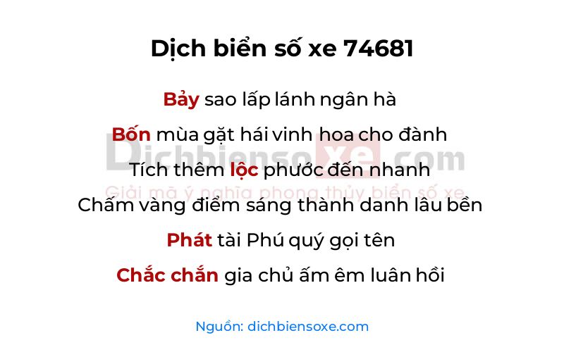 Dịch thơ biển số 74681