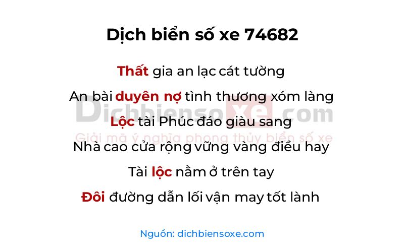 Dịch thơ biển số 74682