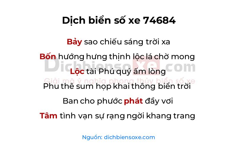 Dịch thơ biển số 74684
