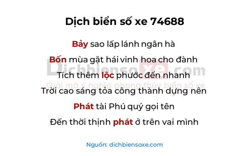 Dịch thơ biển số 74688