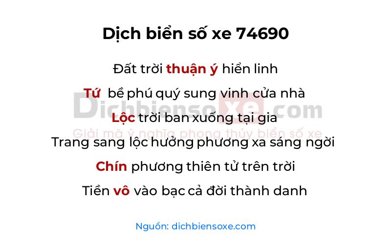 Dịch thơ biển số 74690