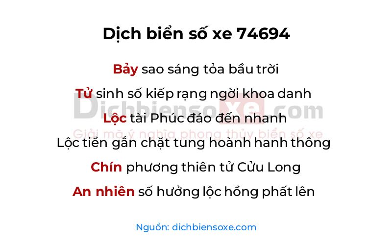 Dịch thơ biển số 74694