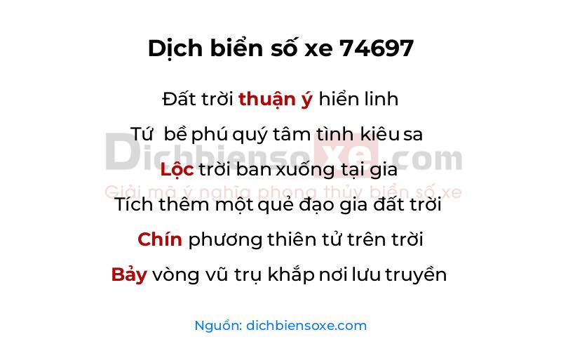 Dịch thơ biển số 74697