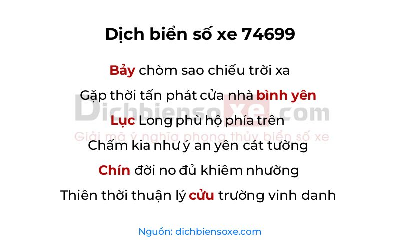 Dịch thơ biển số 74699