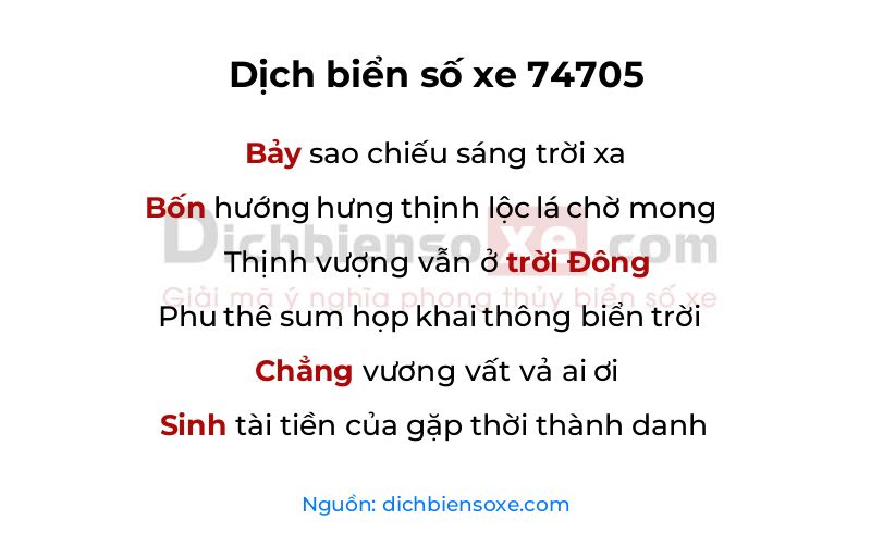 Dịch thơ biển số 74705