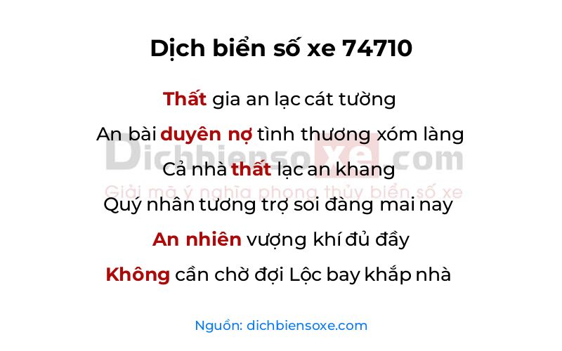 Dịch thơ biển số 74710