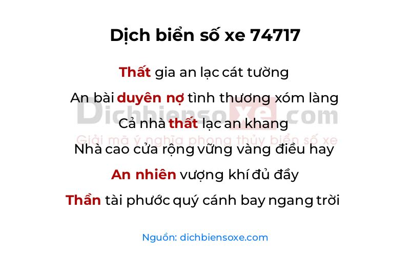 Dịch thơ biển số 74717