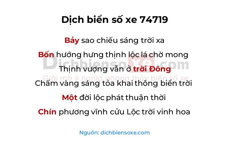 Dịch thơ biển số 74719