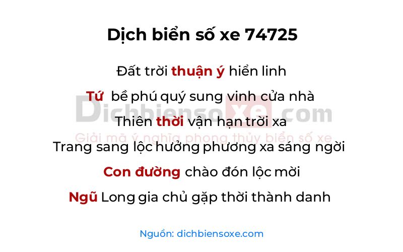 Dịch thơ biển số 74725