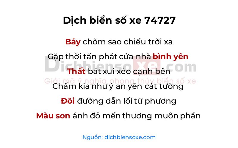 Dịch thơ biển số 74727