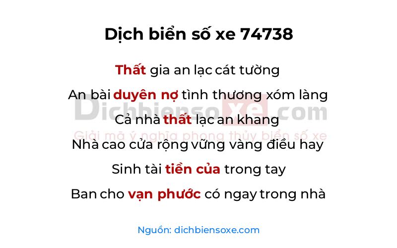 Dịch thơ biển số 74738