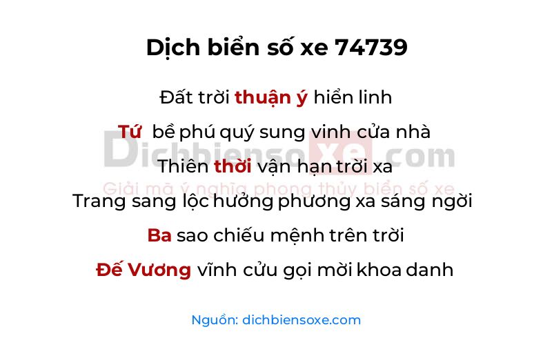 Dịch thơ biển số 74739