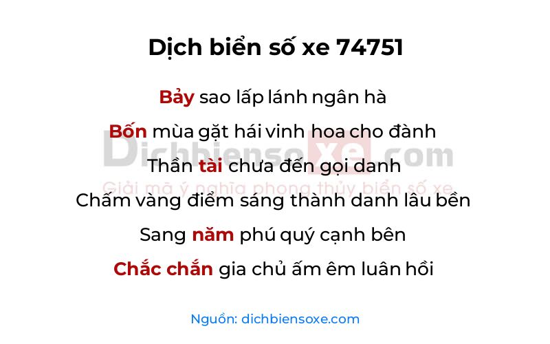 Dịch thơ biển số 74751