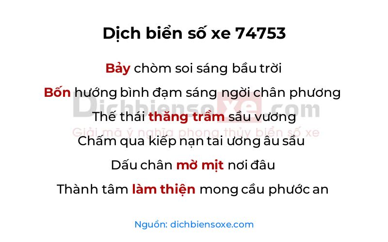 Dịch thơ biển số 74753
