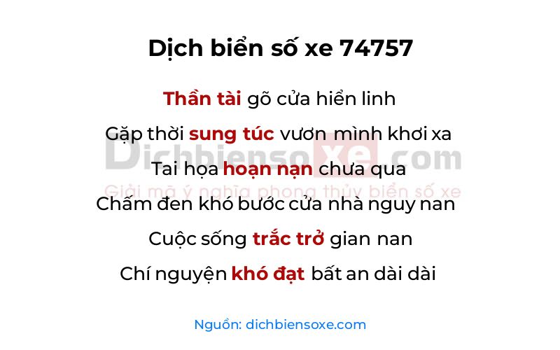 Dịch thơ biển số 74757