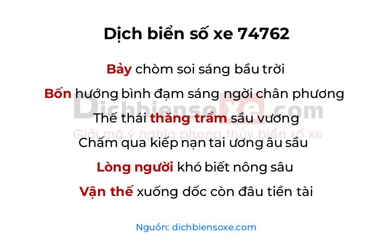 Dịch thơ biển số 74762