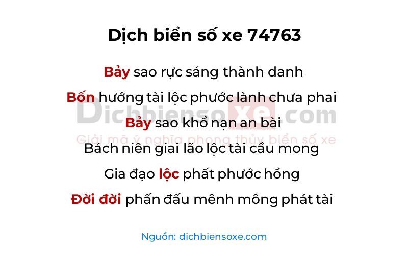 Dịch thơ biển số 74763