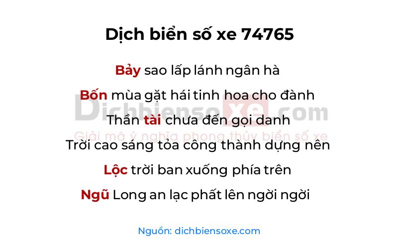 Dịch thơ biển số 74765
