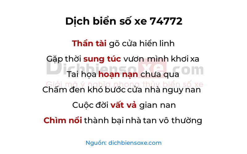 Dịch thơ biển số 74772