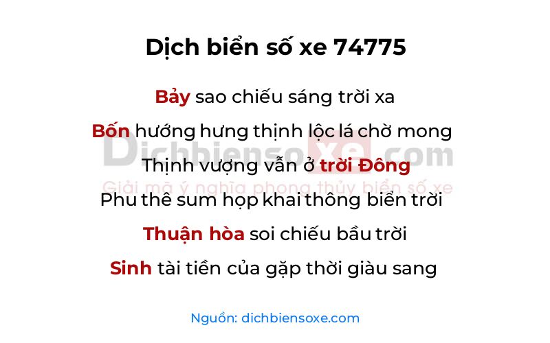 Dịch thơ biển số 74775