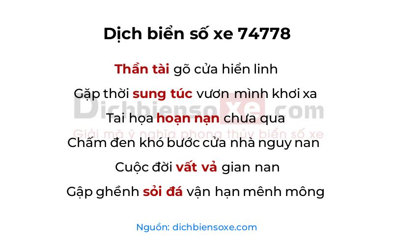 Dịch thơ biển số 74778