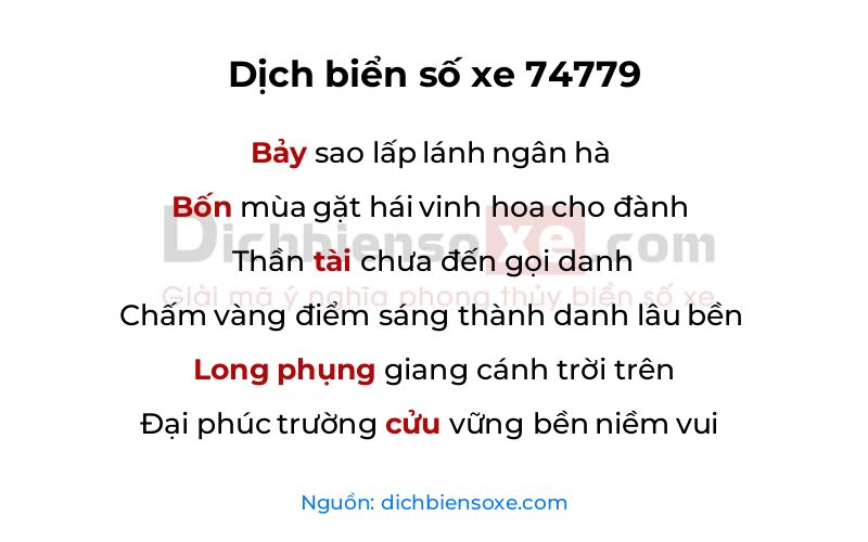 Dịch thơ biển số 74779