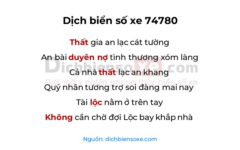 Dịch thơ biển số 74780