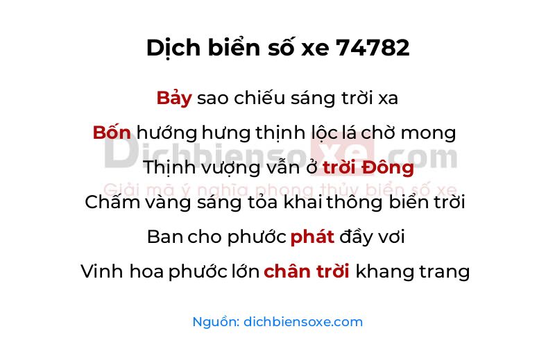 Dịch thơ biển số 74782