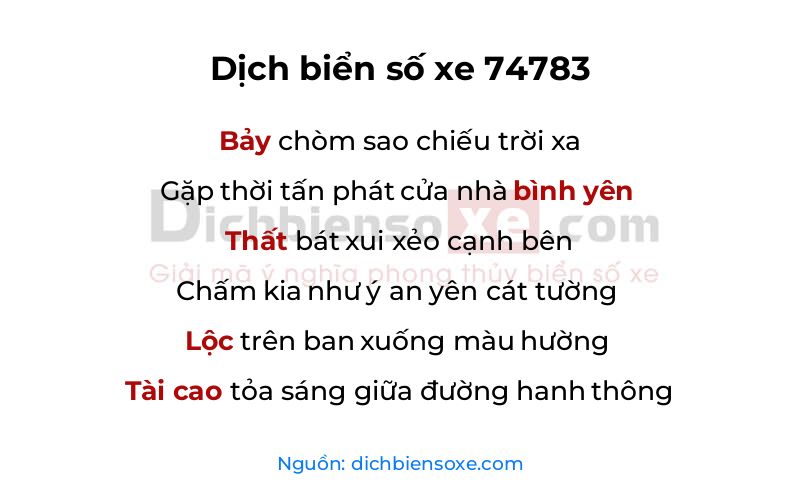 Dịch thơ biển số 74783