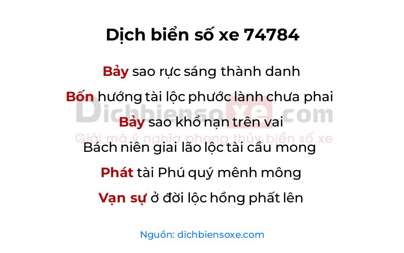 Dịch thơ biển số 74784
