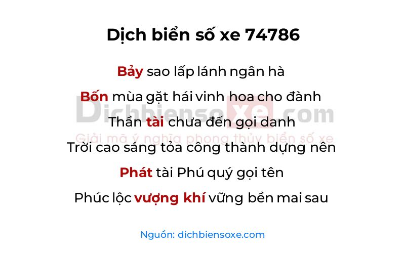 Dịch thơ biển số 74786
