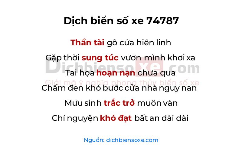 Dịch thơ biển số 74787