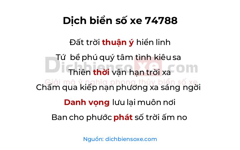 Dịch thơ biển số 74788