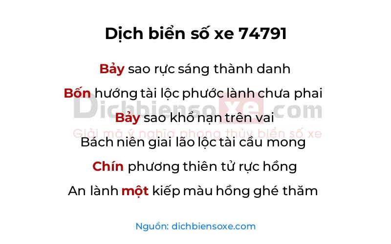 Dịch thơ biển số 74791