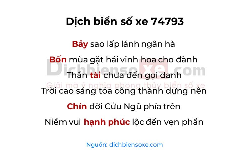 Dịch thơ biển số 74793