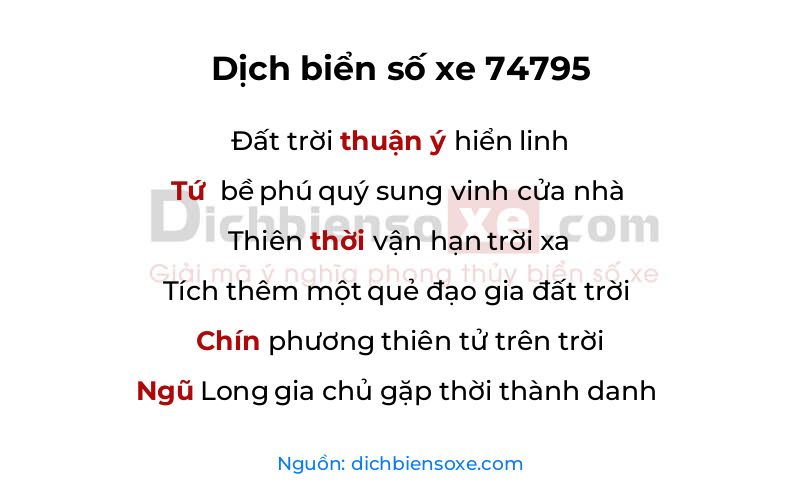 Dịch thơ biển số 74795
