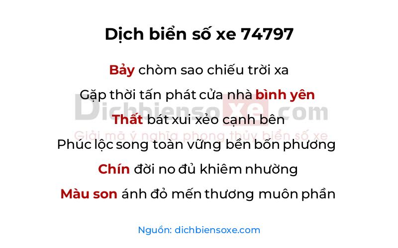 Dịch thơ biển số 74797