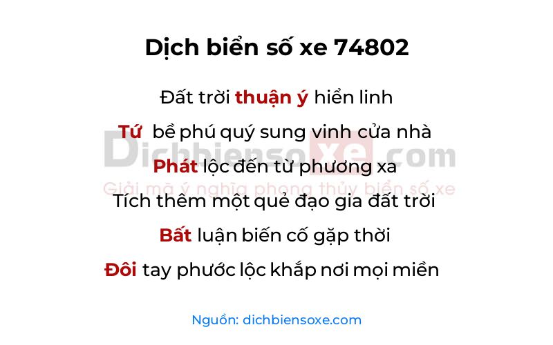 Dịch thơ biển số 74802