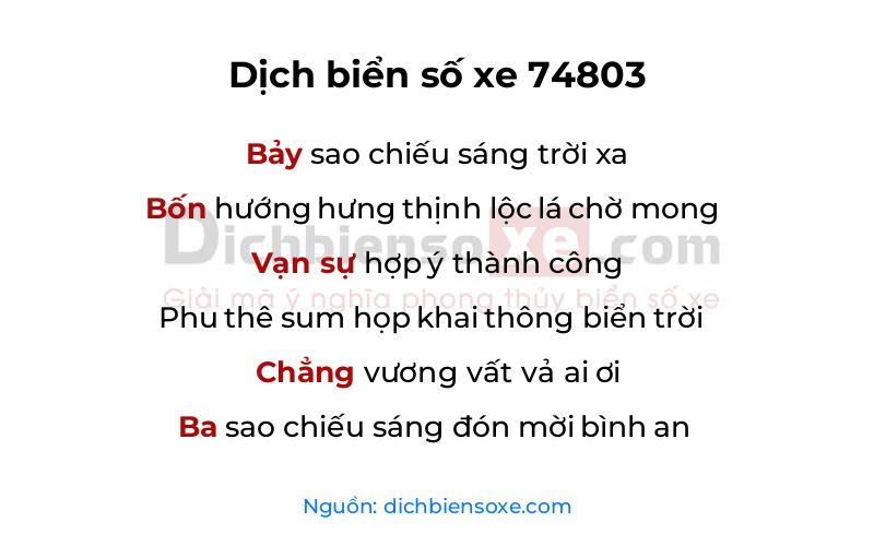 Dịch thơ biển số 74803