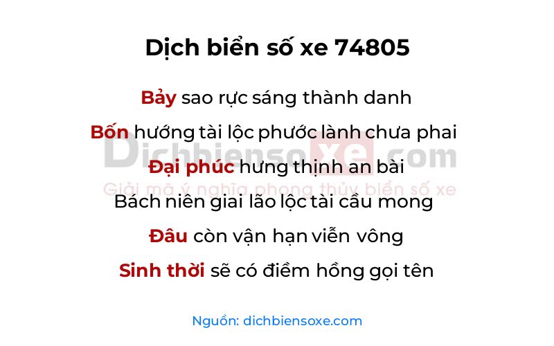 Dịch thơ biển số 74805