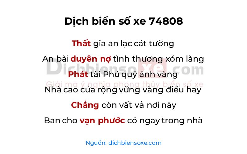 Dịch thơ biển số 74808