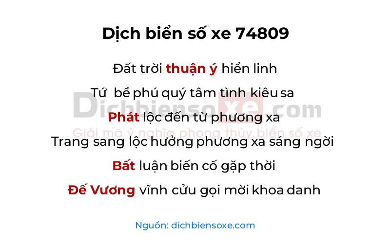 Dịch thơ biển số 74809