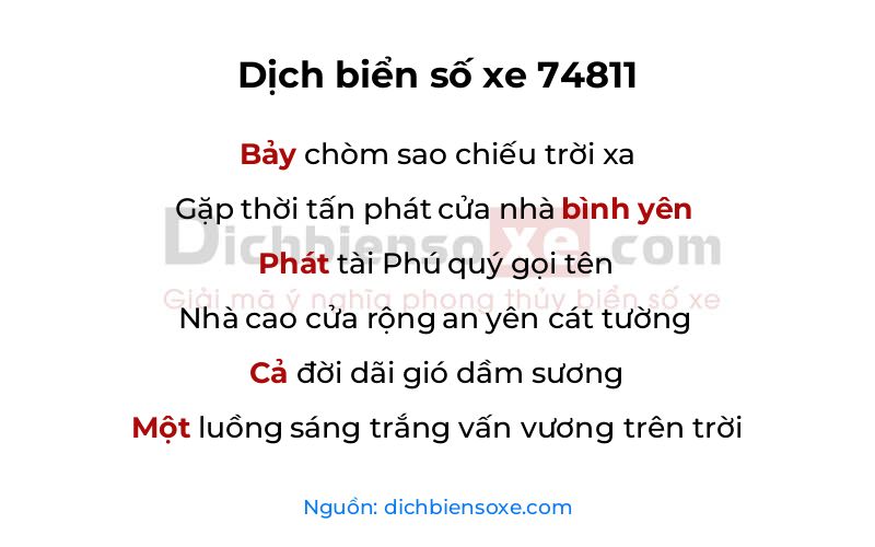Dịch thơ biển số 74811