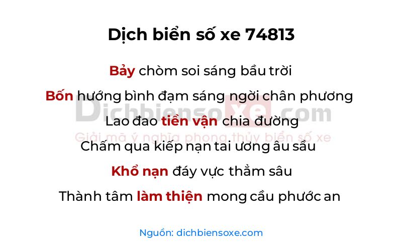 Dịch thơ biển số 74813