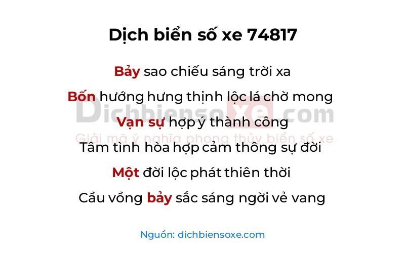 Dịch thơ biển số 74817