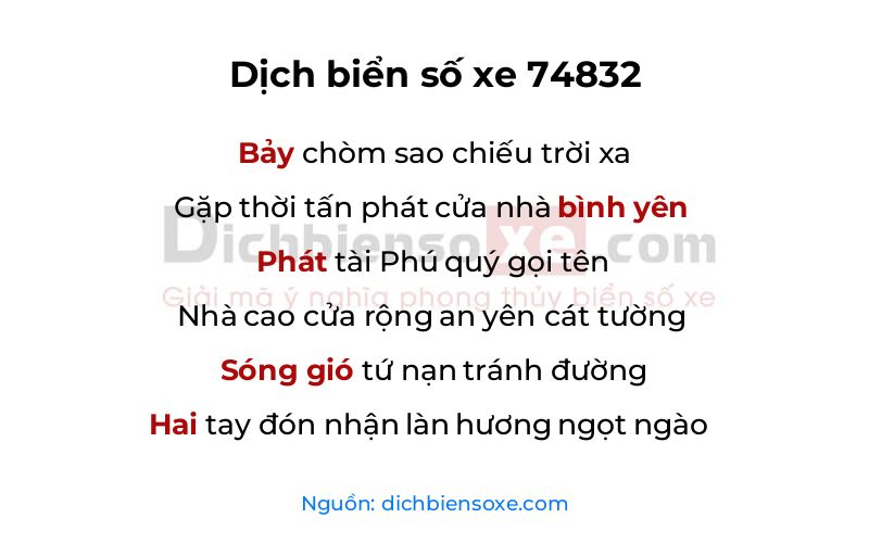 Dịch thơ biển số 74832
