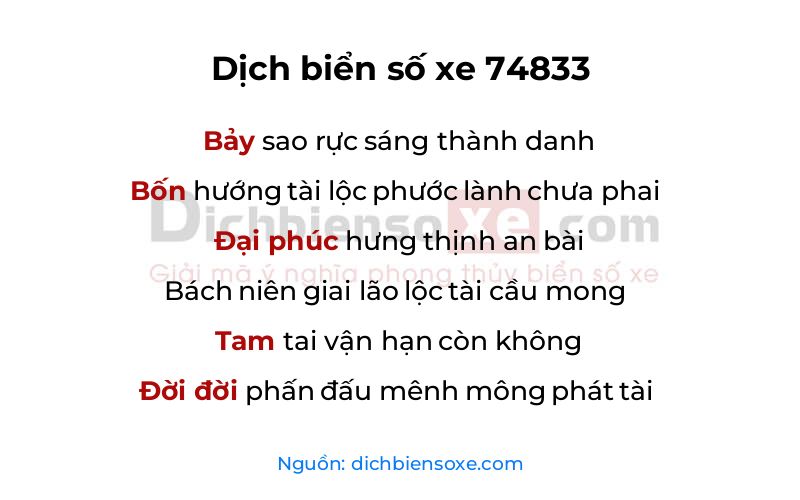 Dịch thơ biển số 74833